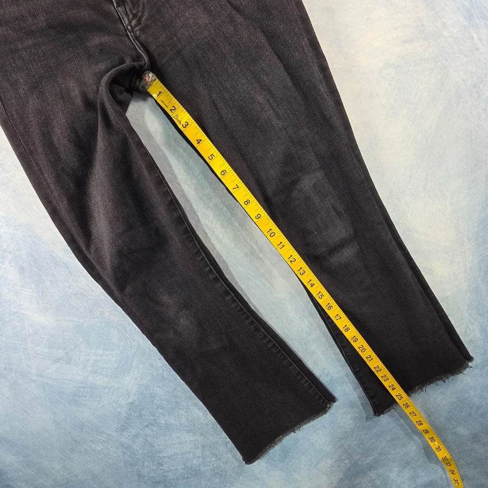 MOTHER Hustler Ankle Fray High Rise Flare‎ Jeans Faded Black Size 25